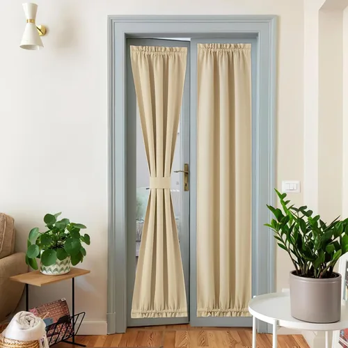 Vista 18 de NICETOWN Cortinas de Lino para Puerta Lateral - Cortinas Opacas con Aislamiento Térmico para Puerta Delantera Francesa para Sombra Pequeña