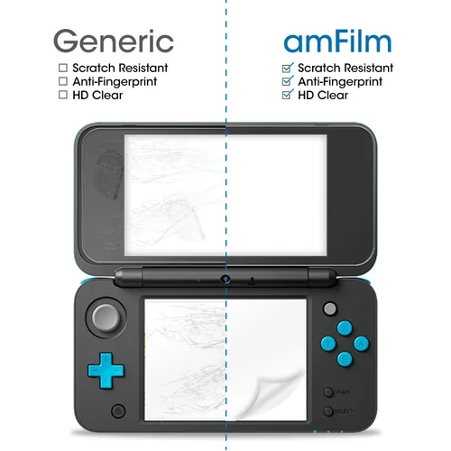 Vista 2 de amFilm Nintendo 2DS XL Screen Protector Pack, 2 GLASS Top, 4 PET Bottom Screen Protectors for New Nintendo 2DS XL 2017 (6 Protectors in Package)