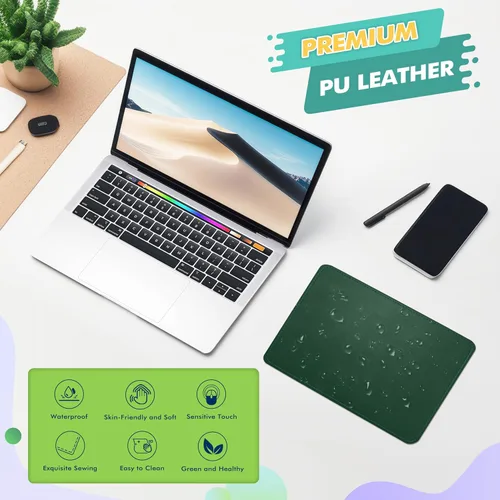 Vista 5 de Alfombrilla para mouse, alfombrilla de mouse de poliuretano, alfombrilla de mouse de cuero con borde cosido base de microfibra con antideslizante