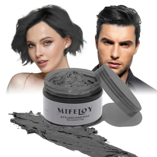Spray Temporal de Cera de Color Negro para Cabello 4.23 oz, Crema Tinte de Peinado Natural Instantáneo, Barro de Coloración Desechable para Hombres