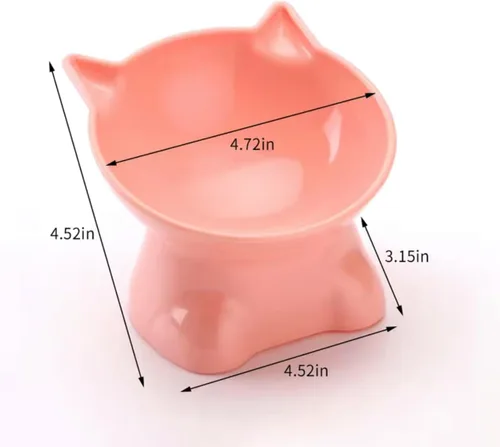 Vista 5 de Cuencos elevados inclinados para gatos, cuenco de comida antivómitos para gatos, cuencos elevados de comida para gatos, plástico como cuenco elevado