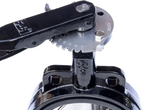 Vista 3 de RKLO6 Válvula de mariposa de hierro fundido, estilo palanca, EPDM, negro, 6