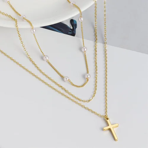 Vista 6 de WMISIY Dainty Pearl Necklaces for Women Girl 14K Gold Plated Layered Pearl Necklace Simple Pearl Choker Necklace Jewelry Gift