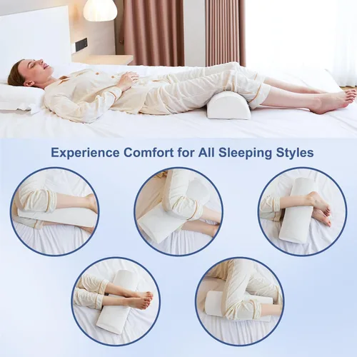 Vista 6 de Almohada de rodilla para dormir de espalda, almohada de espuma viscoelástica para piernas, almohada debajo de la rodilla para dormir, almohada