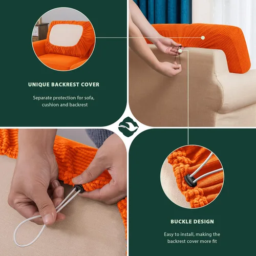 Vista 300 de CHUN YI Fundas para sofá de 7 piezas, lavables, fundas elásticas para sofá de 3 cojines con respaldo y fundas de cojín separados, protector