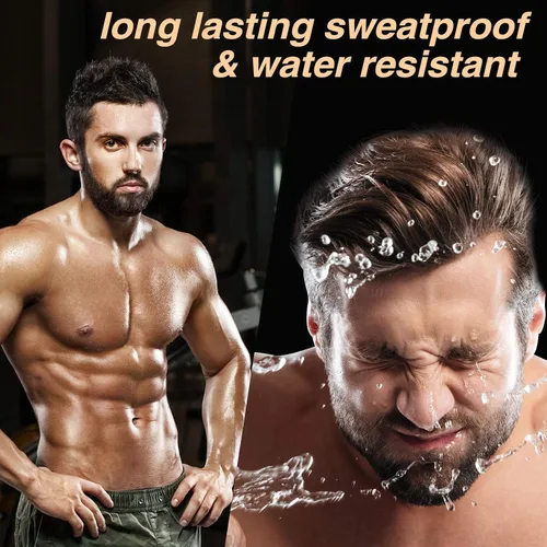 Vista 5 de Relleno de lápiz de barba para hombre, resistente al agua, cepillo para barba y barba, cobertura de larga duración, acabado natural, forma de Negro