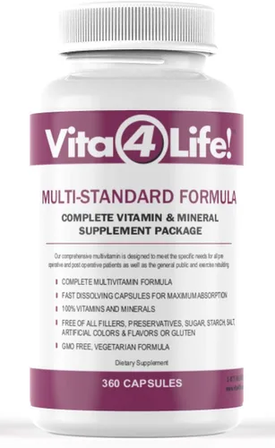 Vita4Life! Fórmula multi-estándar • Complejo completo de vitaminas y minerales • 360 cápsulas • Cápsulas vegetales de disolución rápida • Sin