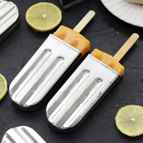 Vista 6 de Moldes de paletas de metal, 6 moldes de cabeza redonda de acero inoxidable para paletas de hielo con soporte, fácil de desmoldar, reutilizable