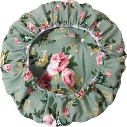 Vista 2 de Cojín redondo acolchado de 12 pulgadas para taburete de bar con tela elástica, cojín redondo para silla de madera y metal