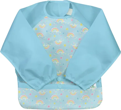Vista 23 de Snap & Go - Babero de manga larga fácil de usar, 12-24 meses, diseño de dinosaurios aguamarina