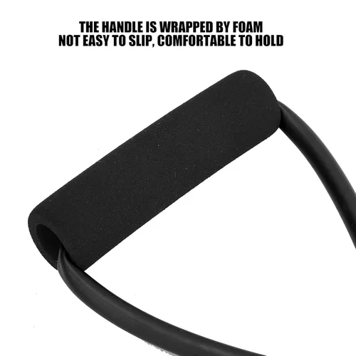 Vista 4 de Figura 8 Banda de resistencia, banda de resistencia de ejercicio TPE con mango de espuma absorbente de sudor, bandas de entrenamiento elásticas