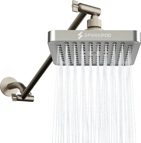 Vista 23 de SparkPod Cabezal de Ducha de Lluvia Redondo con Brazo de Extensión - Cabezal de Ducha de Altura Ajustable con Rendimiento de Alta Presión