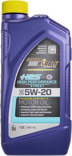RAceite de motor royal Purple HPS Alto Rendimiento Street sintético , 5W-20, 1 Cuarto de galón
