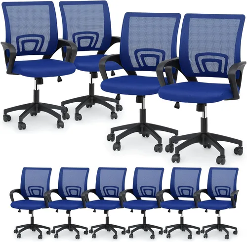 Vista 21 de Magshion Juego de 2 sillas ergonómicas de oficina, silla de escritorio de malla con respaldo medio, silla giratoria ajustable para computadora