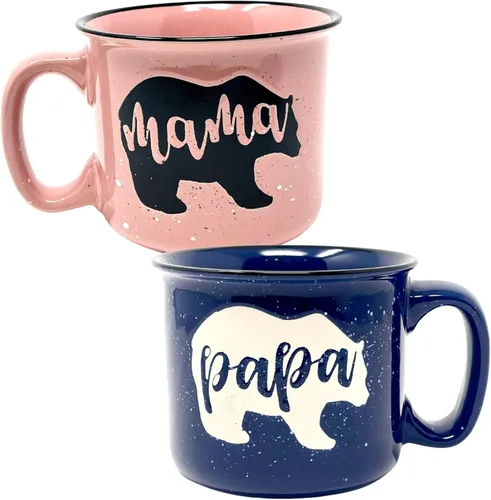 Set de regalo de taza de café Mama Bear y Papa Bear - Lindos y grandes juegos de tazas de café para padres, parejas, abuelos - Regalos únicos y