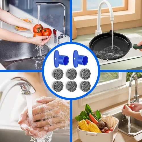 Vista 7 de Aireadores de grifo con herramienta de llave de extracción de 0.728 in de alta eficiencia de ahorro de agua, juego de restrictor de flujo