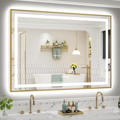 Vista 57 de Briivue Espejo de baño LED de 20 x 28 pulgadas con luces, retroiluminado y frontal iluminado, espejo de tocador de baño con luz antiniebla