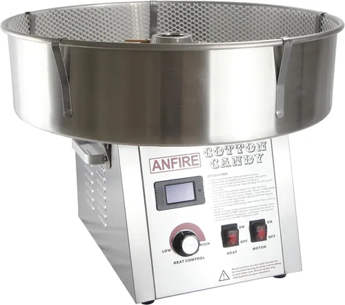 Vista 9 de ANFIRE Máquina profesional comercial de algodón de azúcar cabeza giratoria de 5 "con cuenco de metal de 24 pulgadas y red estabilizadora de hilo