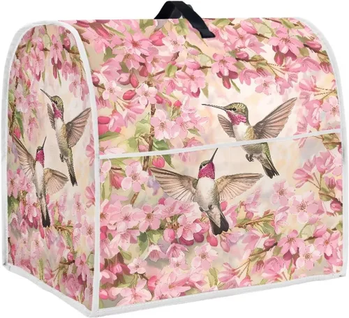 Vista 43 de Birds Flower Pattern Kitchen Aid Mixer Cover, Food Processor Cover with Top Handle and Storage Pocket, Dust Cover for Kitchen Stand Mixer or Coffee