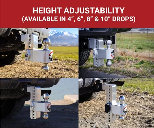Vista 3 de Weigh Safe Soporte de bola de enganche de remolque ajustable, enganche de caída ajustable de 10 pulgadas para receptor de 2 pulgadas con 2 piezas