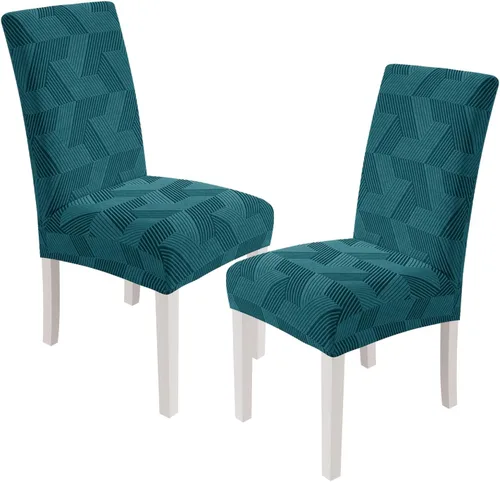 Vista 9 de JIVINER - Juego de 2 fundas elásticas para sillas de comedor, fundas geométricas de jacquard para sillas de comedor, fundas lavables para sillas