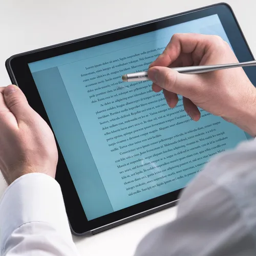 Vista 5 de Elzo Lápiz capacitivo universal con pantalla táctil capacitiva, 2 paquetes con 4 puntas finas de fibra de repuesto para tablet, iPad, iPhone