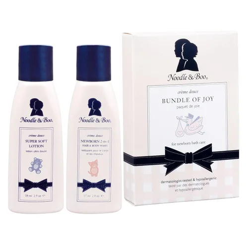 Noodle & Boo Bundle of Joy - Juego de regalo para recién nacido; gel de baño 2 en 1 para el cabello y el cuerpo, loción súper suave para bebé