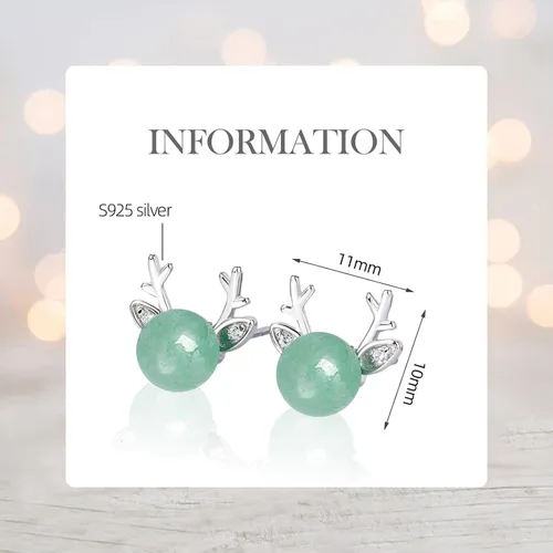 Vista 8 de Jade Earrings Studs,Green Jade Earrings for Women,925 Sterling Silver Earrings Studs for Sensitive Ears,Handmade Jade Earrings for Birthday