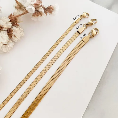 Vista 7 de Tewiky Layered Necklaces for Women Non Tarnish- Chunky 14k Gold Plated Herringbone/Snake/Rope/Box/Cuban Link Chain for Women Waterproof Layering