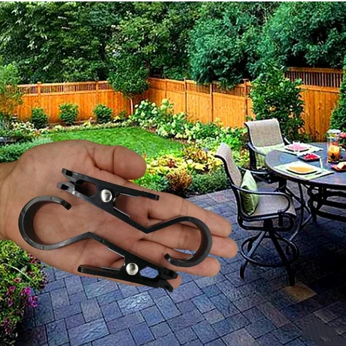 Vista 5 de 8 ganchos con clip de plástico negro superfuertes, ganchos para ropa, alfileres de ropa resistentes con clips para el hogar, viajes, tienda