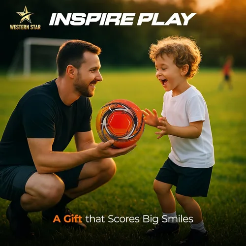 Vista 5 de Western Star Soccer Ball Helix- Size 3 4 5 - Official Match Grade Soccer Balls - Attractive and Durable Design