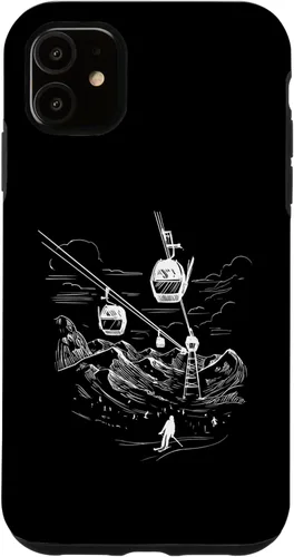 Vista 8 de iPhone 16 Ski Skiing Hobby Sport Snow Mountain Line Art Design Case