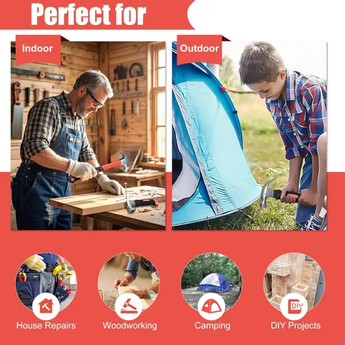 Vista 6 de Upgrades - Juego de martillo de garra de 16 y 8 onzas con soporte magnético para uñas, agarre antideslizante, ranuras dobles para uñas, mango