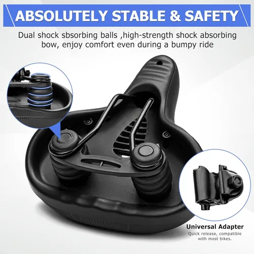 Vista 3 de Asiento de bicicleta para hombres y mujeres, cómodo cojín de asiento de bicicleta extra suave, cómodo acolchado de espuma viscoelástica 2.0, silla