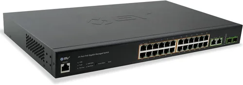 Vista 9 de BV -Tech Switch PoE+ de largo alcance de 18 puertos (16 puertos PoE+ 1 Gigabit Ethernet uplink con 1 SFP Uplink) - Montaje en rack de 19" - 120W