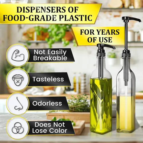 Vista 4 de Juego de 4 dispensadores de jarabe de café, bombas de jarabe para cafetería, botellas de 25.4 fl oz con tubo ajustable de plástico de grado