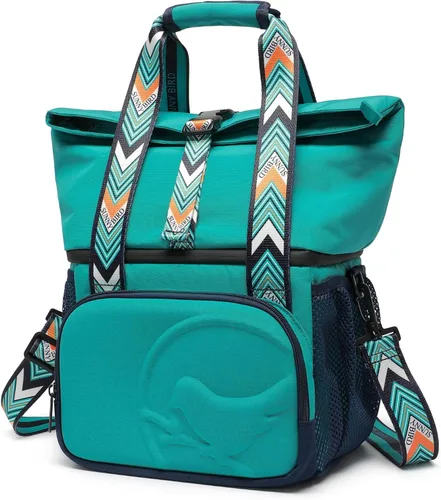 Vista 12 de SUNNY BIRD Lonchera con doble compartimento aislada para mujeres y hombres (azul aguamarina 01)