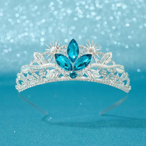 Vista 5 de SWEETV Tiara de princesa para niñas y niños, corona de cumpleaños, diadema de tiara de cristal, accesorios para el cabello