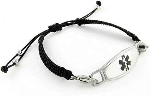 Pulsera de identificación de alerta médica con cuentas aztecas y cuero para mujer tamaño ajustable 1