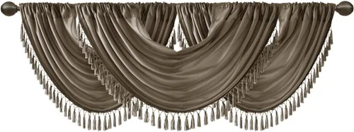 Vista 5 de Madison Park Elena - Cenefa con bolsillo de varilla adornada en cascada, cenefa de seda sintética para ventana, 38X46", Bronce