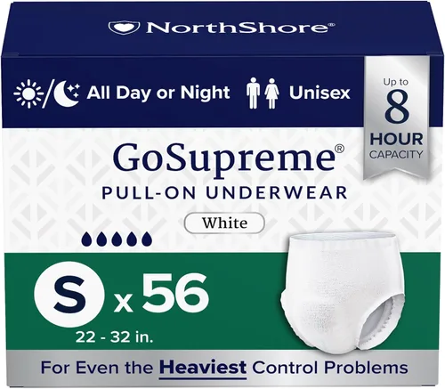 Vista 31 de NorthShore GoSupreme - Ropa interior para incontinencia nocturna, estilo pullup de 8 horas, pequeña, bolsa de 14 unidades, negro, 22-32 pulgadas