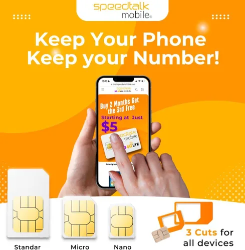 Vista 8 de SpeedTalk Mobile Llamadas ilimitadas (mínimas) y texto (SMS) y plan de teléfono de datos de 10 GB 5G 4G LTE - Tarjeta SIM GSM - Servicio nacional