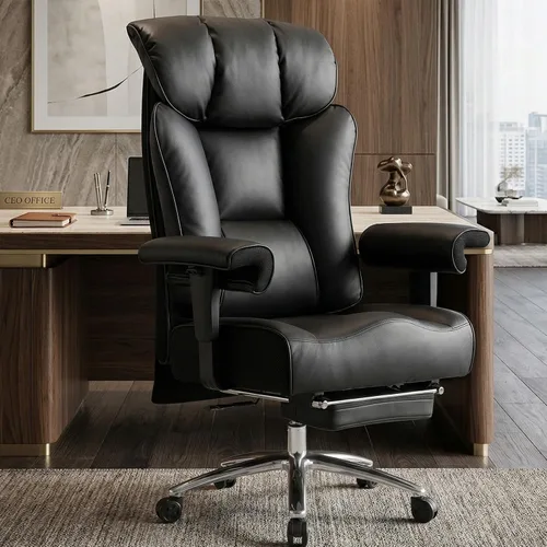 Vista 13 de Efomao Silla de oficina grande y alta con reposapiés, silla ejecutiva de malla transpirable, silla de escritorio de computadora resistente