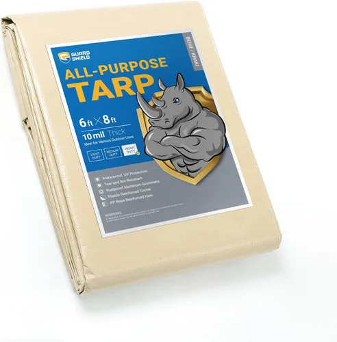 Vista 21 de GUARD SHIELD Lona resistente de 12 x 16 pies, cubierta de lona de polietileno blanca impermeable, gruesa, multiusos, de 25/64 pulgadas