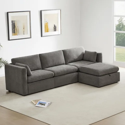 Vista 38 de CHITA Juego de sofá modular Cloud de gran tamaño, sofá modular en forma de U con diván reversible, 112 pulgadas de ancho, sofá modular de 5 Azul