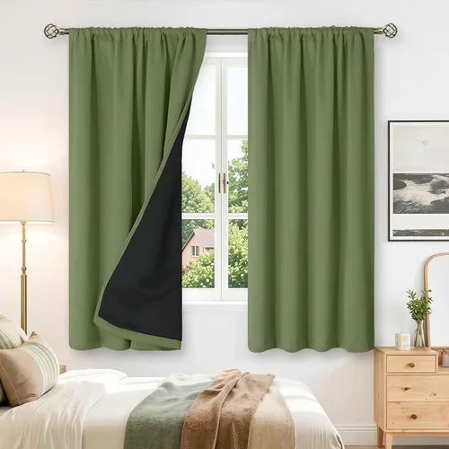 Vista 107 de BGment - Cortinas opacas para sala de estar de 63 pulgadas de largo, juego de 2 paneles, cortinas para oscurecer toda la habitación, cortinas