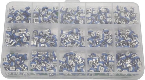 Vista 5 de 300 piezas de 15 valores 100 ohmios - 2M ohmios Trim potes Resistencia variable 0.236 in Potenciómetro Surtido Kit