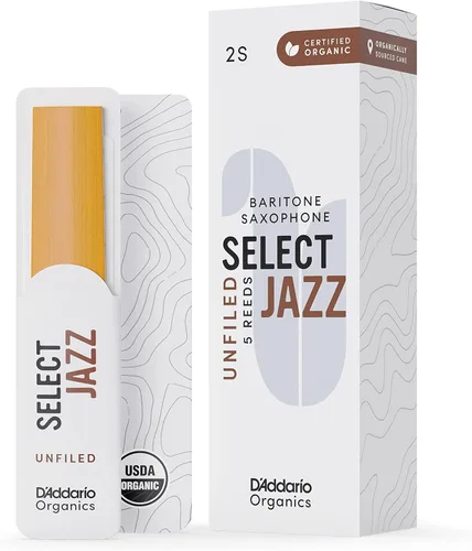 Vista 14 de D'Addario Organic Select Jazz Filed Saxofón 2 medianas, paquete de 5 cañas de saxofón barítono (ORSF05BSX2M)