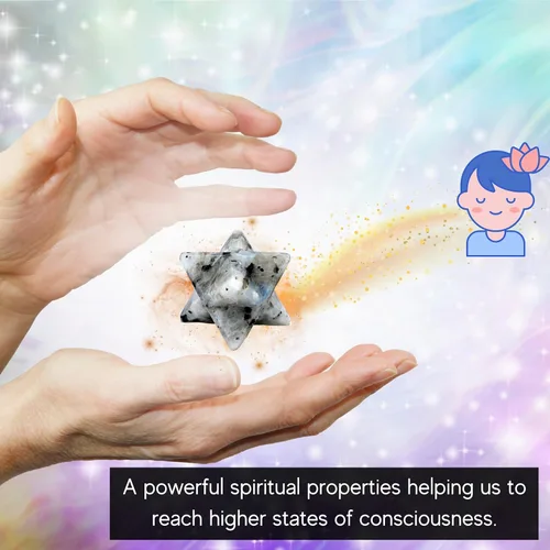 Vista 6 de Amazing Gemstone Cristal de Merkaba de piedra lunar arcoíris, estrella metafísica de Merkaba de 1 pulgada para meditación, cristal de tetraedro