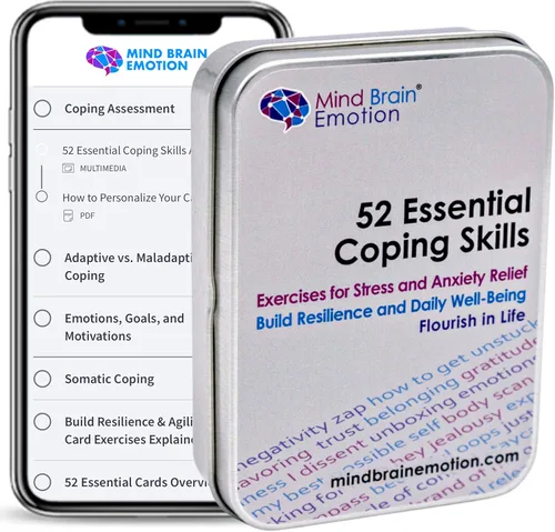 Vista 5 de Mind Brain Emotion 52 tarjetas esenciales de habilidades de afrontamiento, ejercicios de cuidado personal para aliviar el estrés y la ansiedad